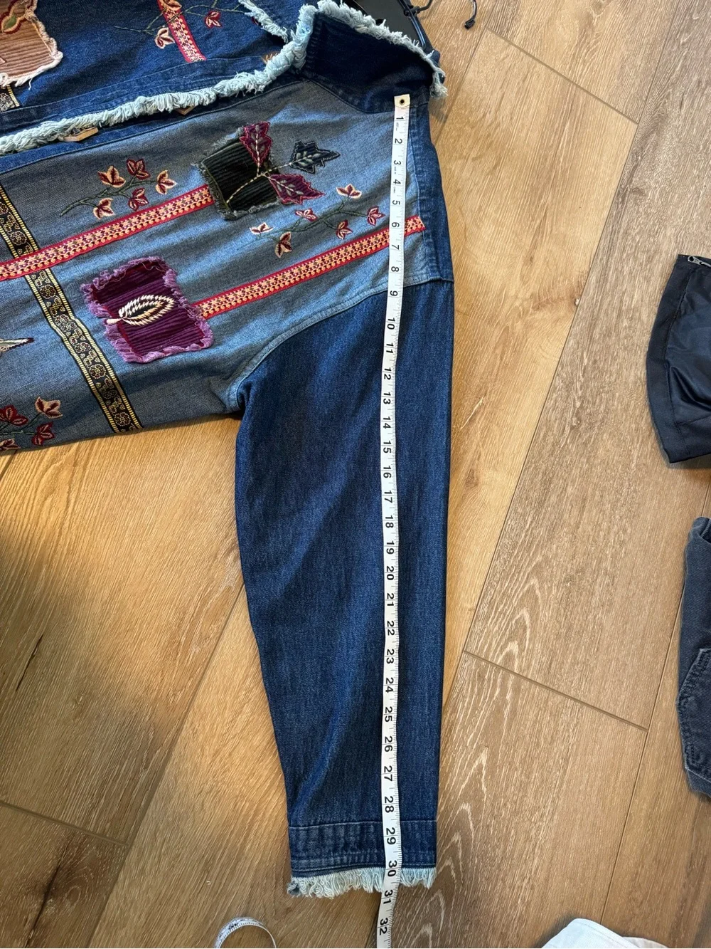 Sara Studio vintage patchwork embroidery denim jean chore jacket size 2X - Picture 5 of 7
